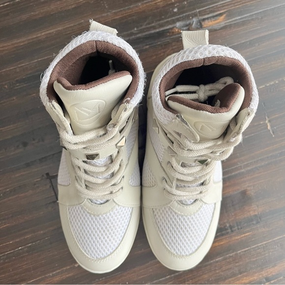 SANDRO MOSCOLINI Mesh Studded High Top Sneakers In Ivory - Picture 5 of 15